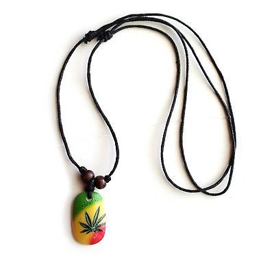 Black Cord Necklace Reggae Vibes Canna Leaf Rasta Necklace Pendant Iri –  nicemon