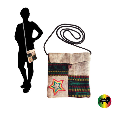 Burlap Passport String Shoulder Bag Reggae Bags Rasta Style Marley Hippie IRIE