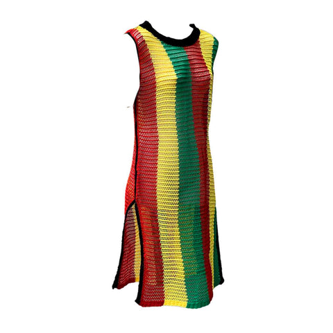 Fishnet Beach Mesh Dress Ladies Empress Rasta Stripes Reggae ONE SIZE FIT