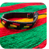 Rasta Checker Leather Wrist Band Bracelet Hippie Hawaii Surfer Reggae Marley