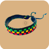 Rasta Checker Leather Wrist Band Bracelet Hippie Hawaii Surfer Reggae Marley