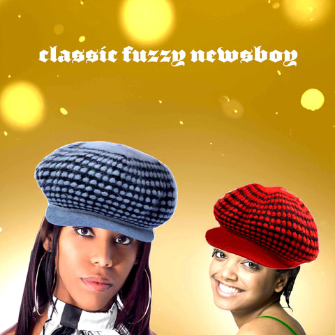 Fuzzy Newsboys Womens Hat Cap Fleece Cabby One Size Fit Applejack Caps FREE SIZE