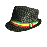 Rasta Striped Fedora Trilby Boho Reggae Music Festival Hat Dancehall Roots Wear