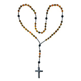 Natural Black Beads Necklace Rosary Cross Lord Savior Hematite Cross Necklace ROSARY