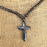 Hematite Choker Necklace Jesus Christ Messiah Hematite Pendant Necklace 18"