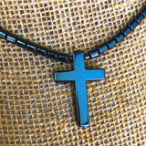 Hematite Choker Necklace Jesus Christ Messiah Hematite Pendant Necklace 18"