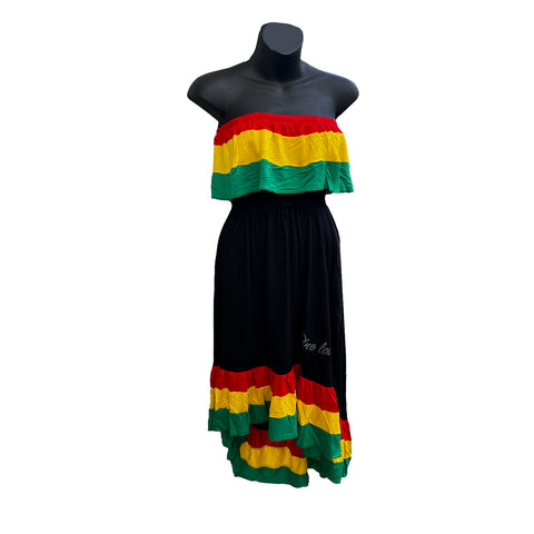 reggae dresses for women Women's Irie High Low Skirt Dress Rasta Stripes 100% Viscose Reggae Co – nicemon