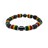 Hematite Rasta Color Stretch Fit Jamaica Bracelet Conscious Vibe Africa Love