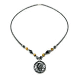 Hematite Necklace Small Lion Pendant Jah Love Rasta Africa Reggae Rasta 18"