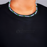 Jamaica Fimo Bead Clear Faceted Bead Necklace Reggae Rasta Necklaces 20"