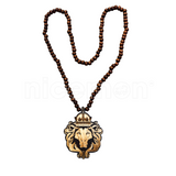 Lion Crown Bead Necklace Africa Rasta Reggae Jamaica Bob 8 MM Beads 32"