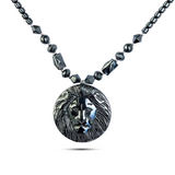 Hematite Necklace Lion Pendant Jah Love Rasta Africa Reggae Rasta 26"