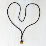 Brown Cord Natural Brown Tiger Eye Round Bead Reiki Healing Pendant Necklace