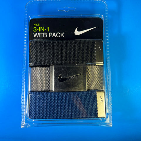 Nike Belt Men's 3 in 1 Web Pack Golf Belts Men's Black Gray Blue One Size Fit