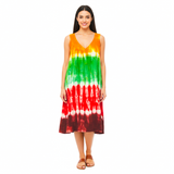 Tie Dye Dresses Women Ladies Beach Hawaii Jamaica Cotton Midi Dress Free Size
