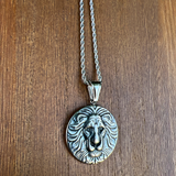 Lion Pendant Stainless Steel Lion Chain Rastafari Jewelry Lion of Zion Necklace 21"