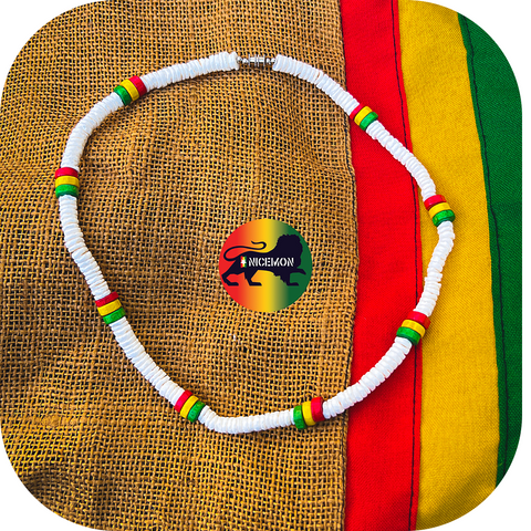 White Puka Seashell Shell Choker Surfer Necklace Reggae Jamaica Rasta Unisex 18"