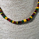 Puka Shell Round Chip Mens and Womens Reggae Surfer Hawaii Jamaica Necklace 18"