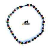 Rasta White Nasa Shell w/Rasta Coco Beads Reggae Necklace Marley Reggae 18"