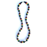 Rasta White Nasa Shell w/Rasta Coco Beads Reggae Necklace Marley Reggae 18"