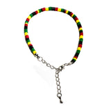 Ladies Rasta Anklet Glass Beads Bracelet Reggae Jamaica Hawaii Adjustable 2-3 MM