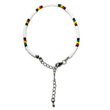 Ladies Rasta Anklet Glass Beads Bracelet Reggae Jamaica Hawaii Adjustable 2-3 MM