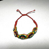Rasta Leather Bracelet Red Gold Green Peace Sign One Love Jamaica Reggae Marley