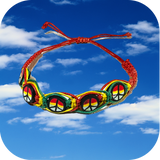 Rasta Leather Bracelet Red Gold Green Peace Sign One Love Jamaica Reggae Marley