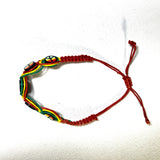 Rasta Leather Bracelet Red Gold Green Peace Sign One Love Jamaica Reggae Marley