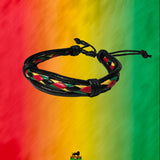 Rasta Leather Wrist Bracelet Hippie Cuff Negril Hawaii Surfer Reggae Marley RGY