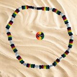 Rasta White Nasa Shell w/Rasta Coco Beads Reggae Necklace Marley Reggae 18"