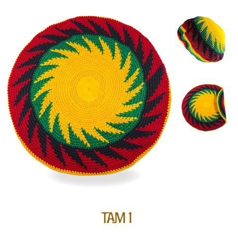 Rasta Handmade Crochet Beret Tam Bonet Beanie Cap Hippie Reggae Style M to L FIT