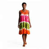 Tie Dye Dresses Women Ladies Beach Hawaii Jamaica Cotton Midi Dress Free Size