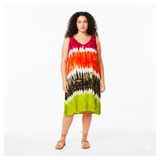 Tie Dye Dresses Women Ladies Beach Hawaii Jamaica Cotton Midi Dress Free Size