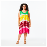 Tie Dye Dresses Women Ladies Beach Hawaii Jamaica Cotton Midi Dress Free Size