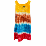 Tie Dye Dresses Women Ladies Beach Hawaii Jamaica Cotton Midi Dress Free Size