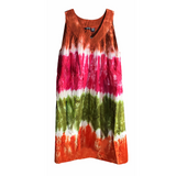Tie Dye Dresses Women Ladies Beach Hawaii Jamaica Cotton Midi Dress Free Size