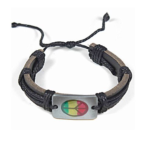 Rasta Peace Sign Boho Bohemian Tribal Ethnic Retro Vintage Surfer Bob Festival