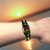 Peace Bracelet Cuff Rastafari Reggae Jamaica Irie Jewelry Adjustable Unisex Gift