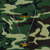 Jamaica Map Silver Chain Necklace Pendant One Love Rasta Africa Reggae