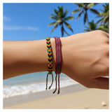 2pc Rasta Friendship Bracelet Set Braided String Hippie Boho Reggae Woven Cotton