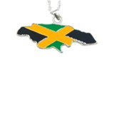 Jamaica Map Silver Chain Necklace Pendant One Love Rasta Africa Reggae