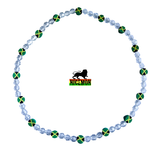 Jamaica Fimo Bead Clear Faceted Bead Necklace Reggae Rasta Necklaces 20"