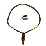 Coco Africa Necklace Wood Pendant Rasta Reggae Rastafari Jamaica Surfboard 18"