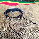 Rasta Fashion Bracelet Leather Wrist Cuff Canna Weed Leaf Emblem Bob Reggae IRIE