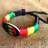 Rasta Fashion Bracelet Leather Wrist Cuff One Love Emblem Jamaica Reggae IRIE