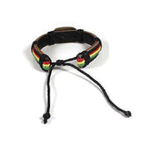 Rasta Leather Wrist Cuff Canna Leaf Emblem Wrist Bracelet Bob Reggae IRIE