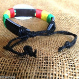 Rasta Fashion Bracelet Leather Wrist Cuff One Love Emblem Jamaica Reggae IRIE