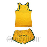 Ladies Women Jamaica Top & Shorts Set Jamaican Colors Reggae Wear Irie Kingston 1LOVE