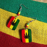 Rasta Empress Earrings Ganja Leaf Rastafari Selassie Marley Reggae Jamaica NEW